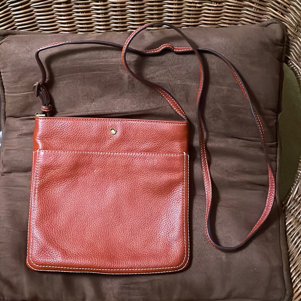 G.I.L.I Red orange blood orange leather crossbody bag
